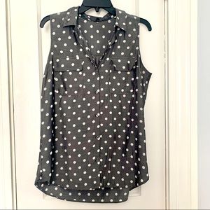 Sleeveless polka dot blouse